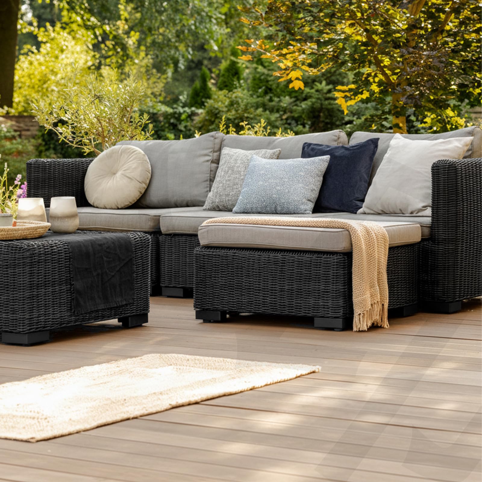 Rattan Intrecciato 65 m, Riparazione per Mobili da Esterno di Cordoncino in Rattan PE Resistente alle Intemperie, Piatto e Strumento di Tessitura per Sedie, Tavoli, Divani, Cesti (nero)