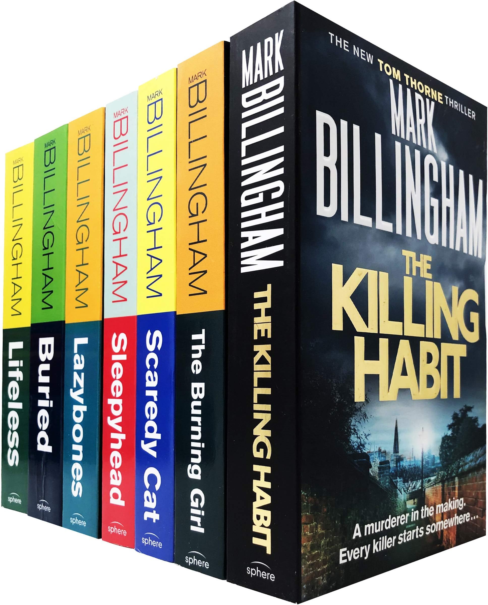 Mark Billingham Tom Thorne Novels Collection 7 Books Set - Lifeless, Buried, Lazybones, Sleepyhead, Scaredy Cat, The Burning Girl, The Killing Habit