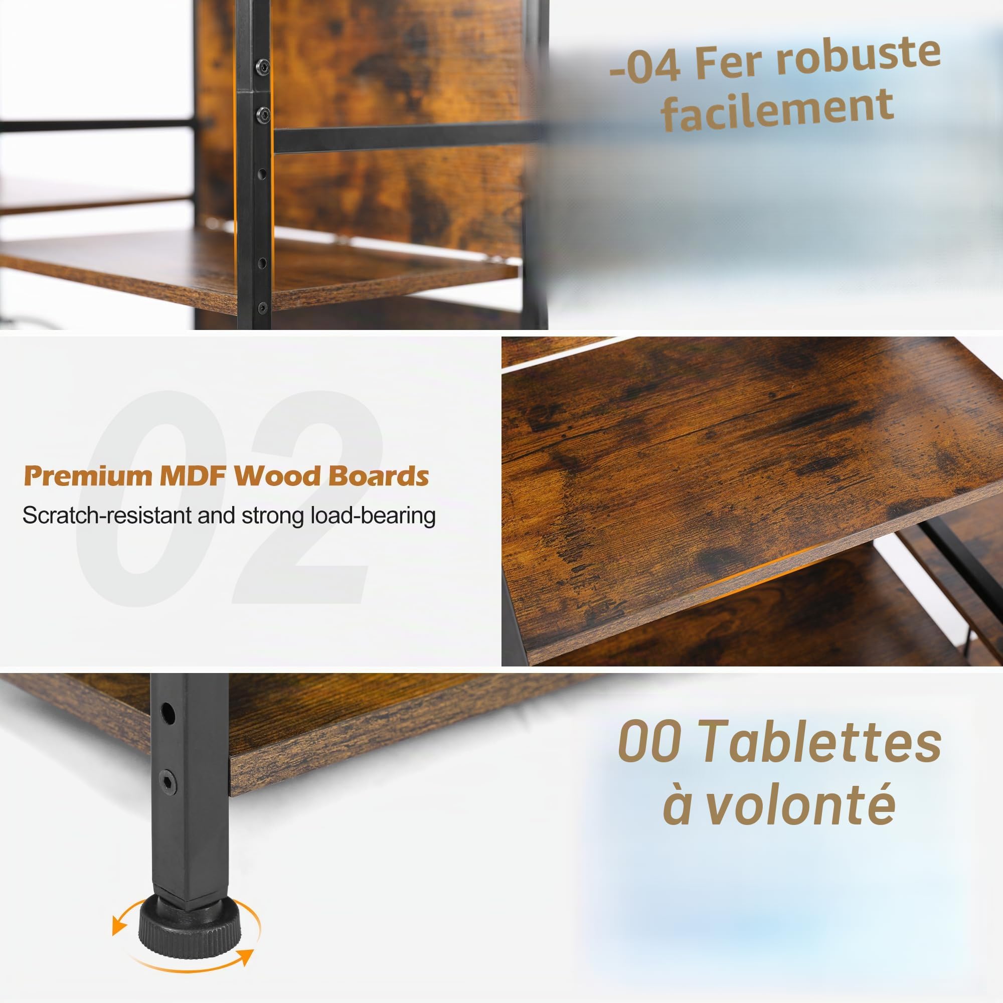 TQVAI Grand support de lecteur de disques vinyles pouvant contenir 200 albums, table tournante avec étagères de rangement, 3 étagères en bois, vitrine