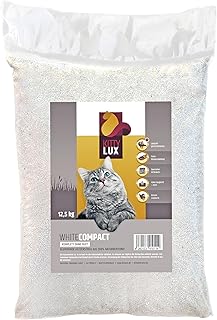 KittyLux Clumping Cat Litter White Compact 2 x 12.5 kg Unscented for Sensitive, Demanding Cats, Clumping Litter 100% Natural Bentonite, Solid Clumping, Fast Odour Formation, Low Consumption product image