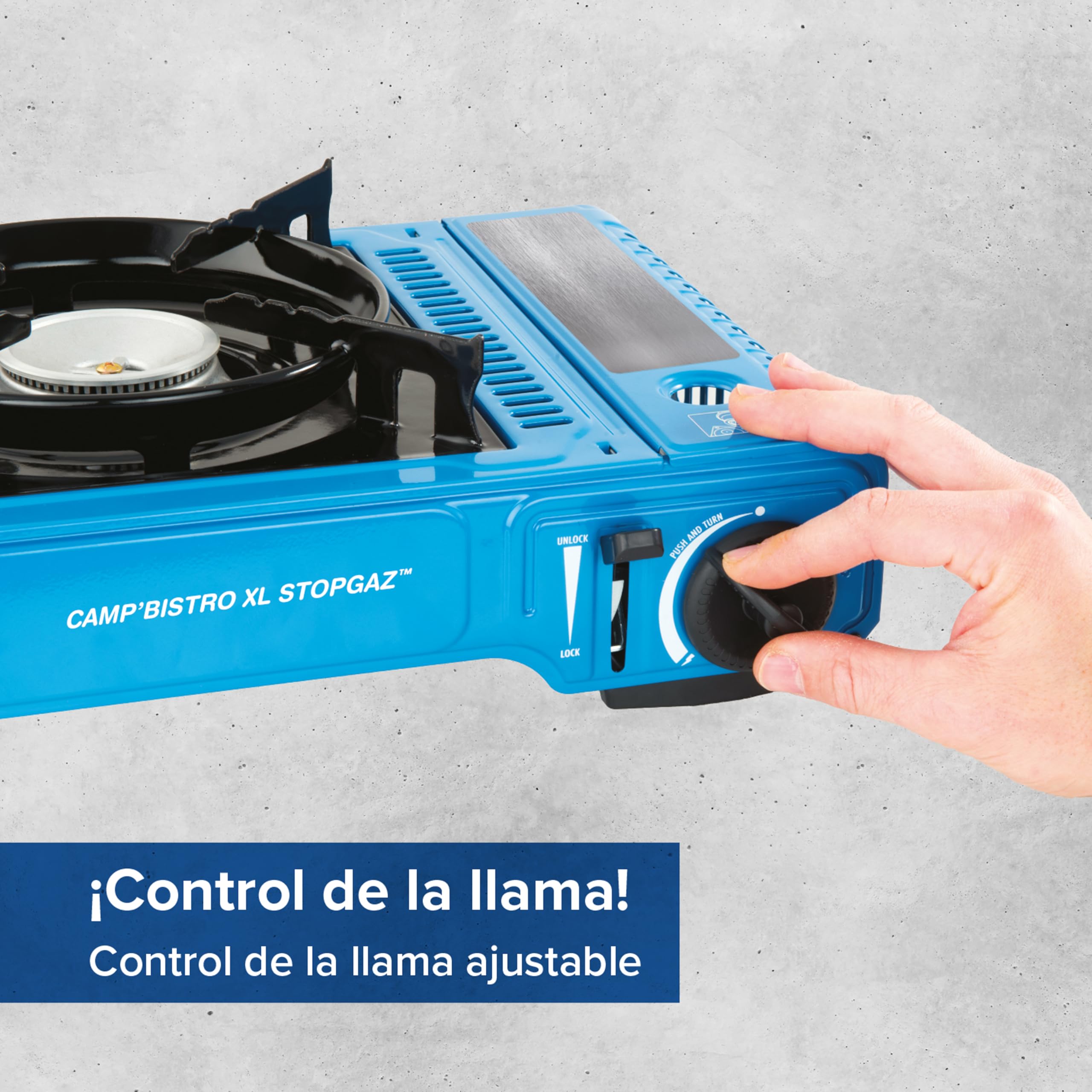 Campingaz Xpert 200 LS Gas Barbecue | Barbacoa con Carro y Ruedas, Piedra Volcánica y Tapa con Termómetro – 2 + 1 Quemadores | 8.2 kW + 2.1 kW, Negro