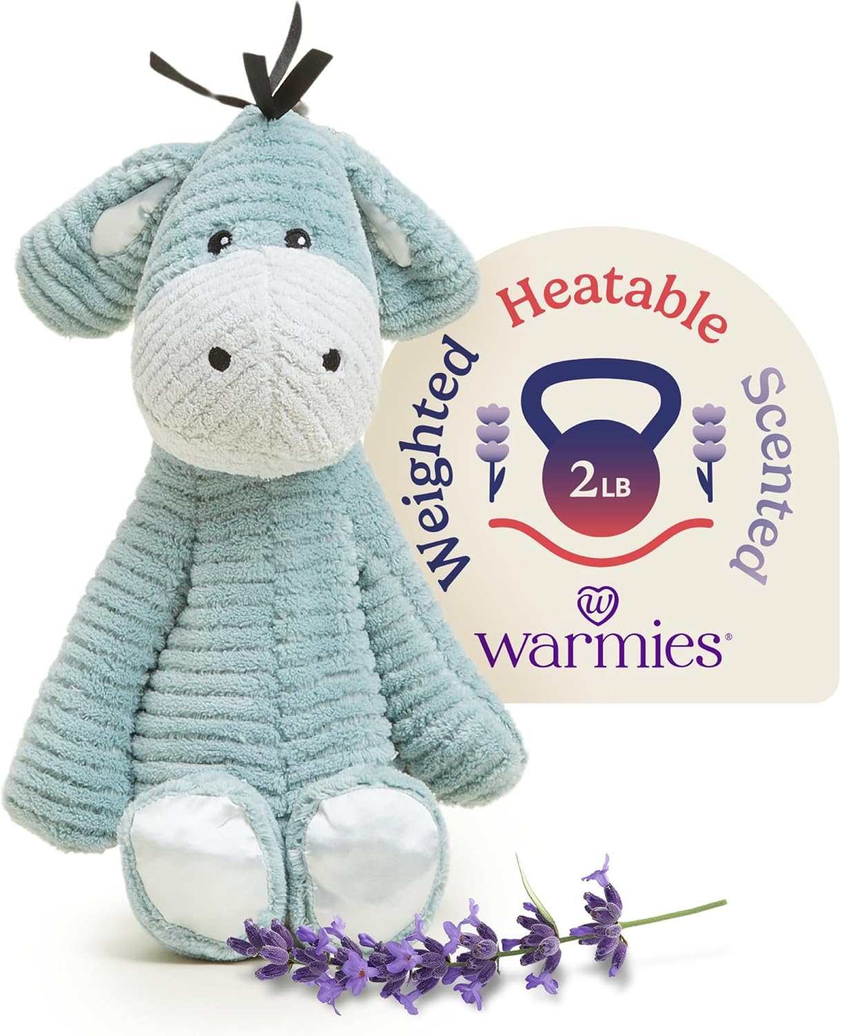 warmies Microwavable & Weighted Stuffed Animals, Donkey - Heated Stuffed Animal Plushie for Warmth & Comfort - Cute Soft Plush Toys for Adults & Children (Boys, Girls, Babies & Toddlers)