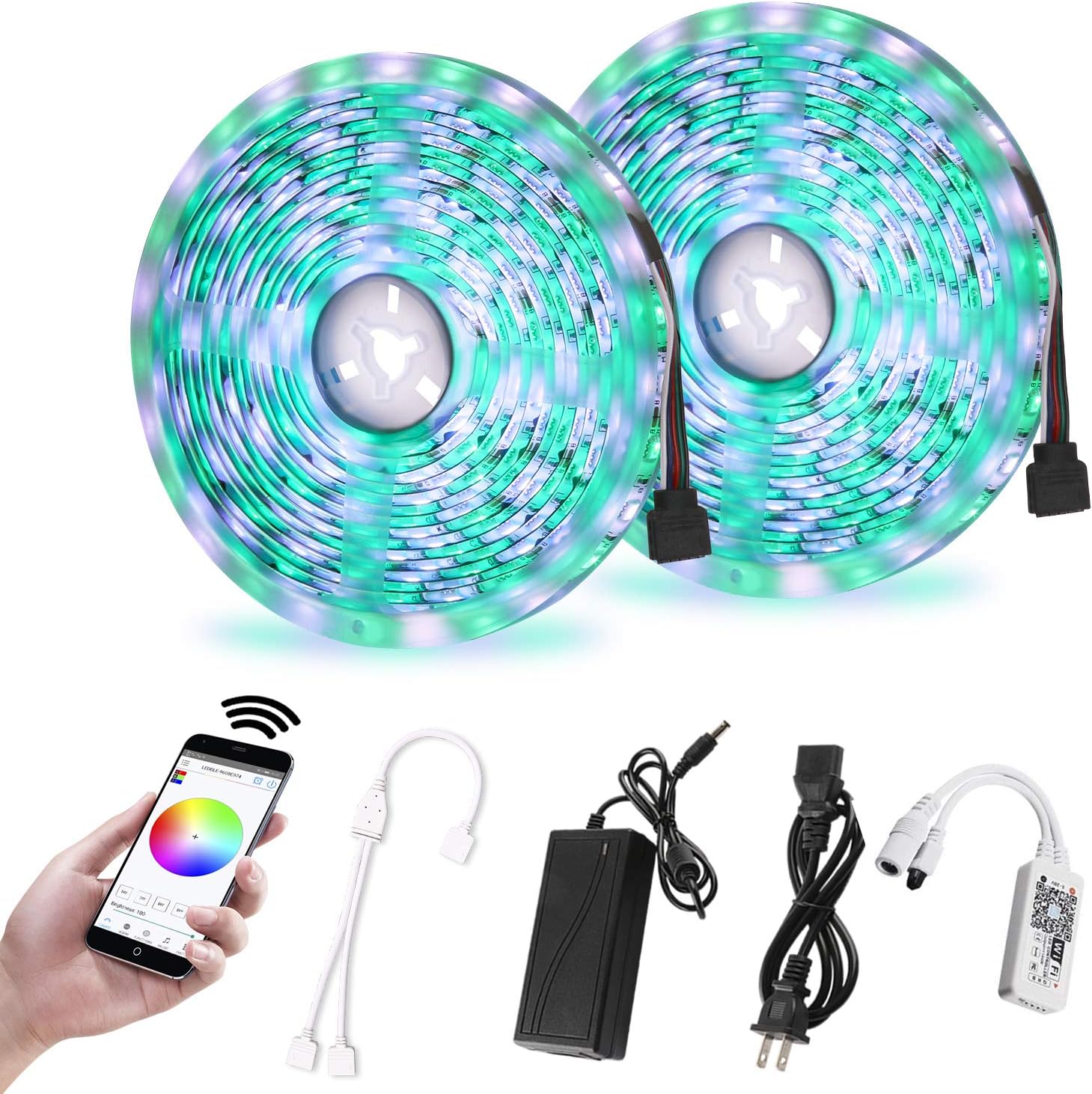 LED Strip Lights Compatible with Alexa, WiFi LED Light Strip 32.8ft RGB LED Light Strips SMD5050 App Control LED Lights Strip Music LED Lights for Bedroom Party-No Remote