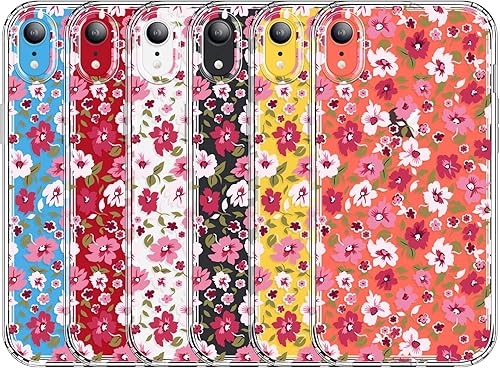 Miniatura 10 de Funda transparente para iPhone XR con diseño floral, bonita protección delgada de TPU parachoques + contraportada trasera a prueba de golpes y no