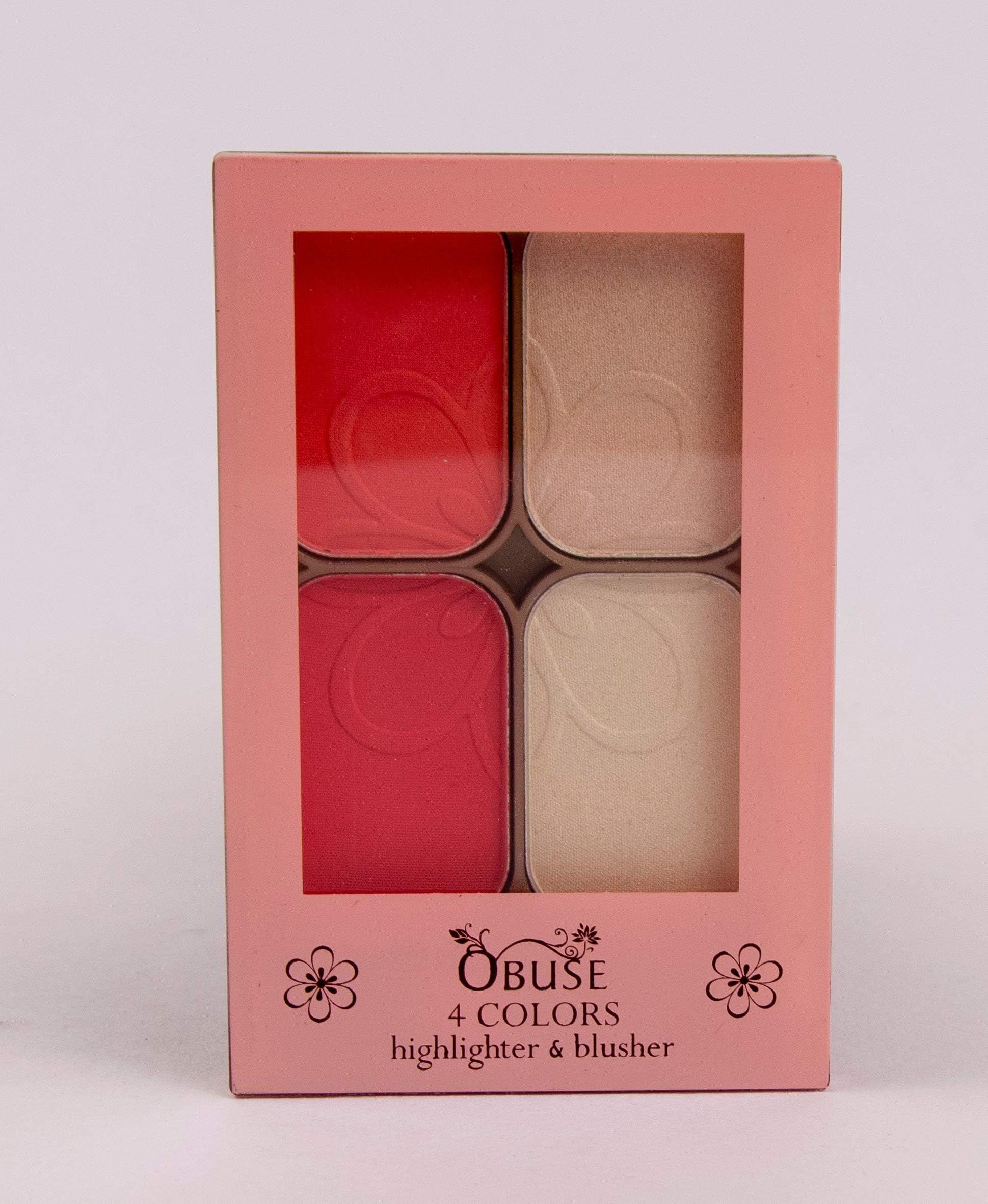 OBUSE 4 Colors Highlighter & Blusher with Application Brush (1315-03)