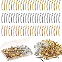 BENBO 300pcs Metal Noodle Spacer Beads, 25mm Curved & Straight, DIY Bracelet & Necklace, 3 Colors