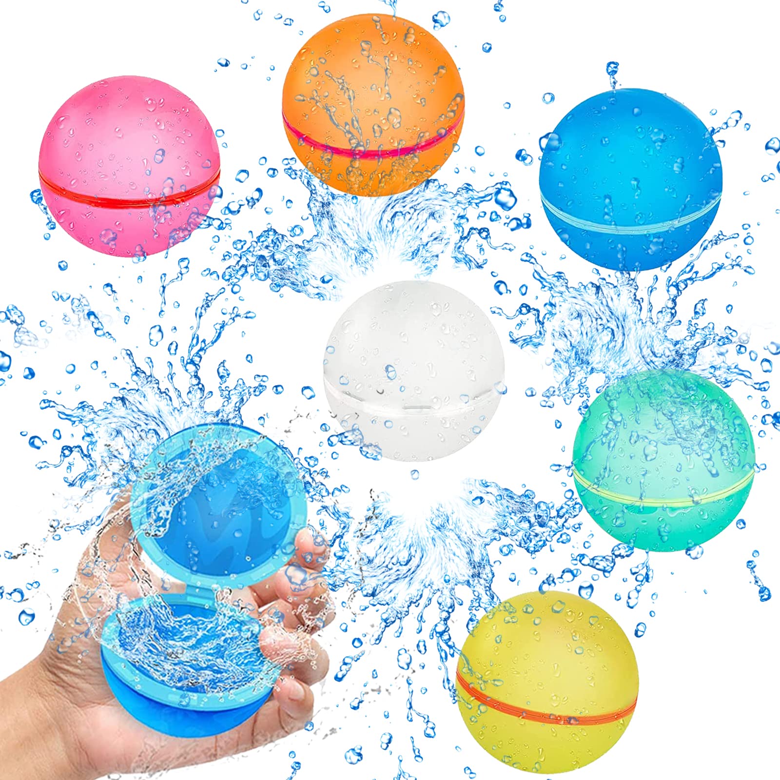6 Piezas Globos Agua Reutilizables, Self Closing Quick Filler Water Balloons, Para Exteriores de verano, parques acuáticos, piscinas, fiestas en la playa