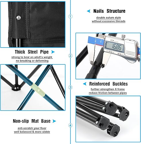 Miniatura 9 de HaSteeL Juego de 2 sillas plegables de campamento, sillas de campamento plegables y bolsas de transporte para adultos, portátil para césped, al aire