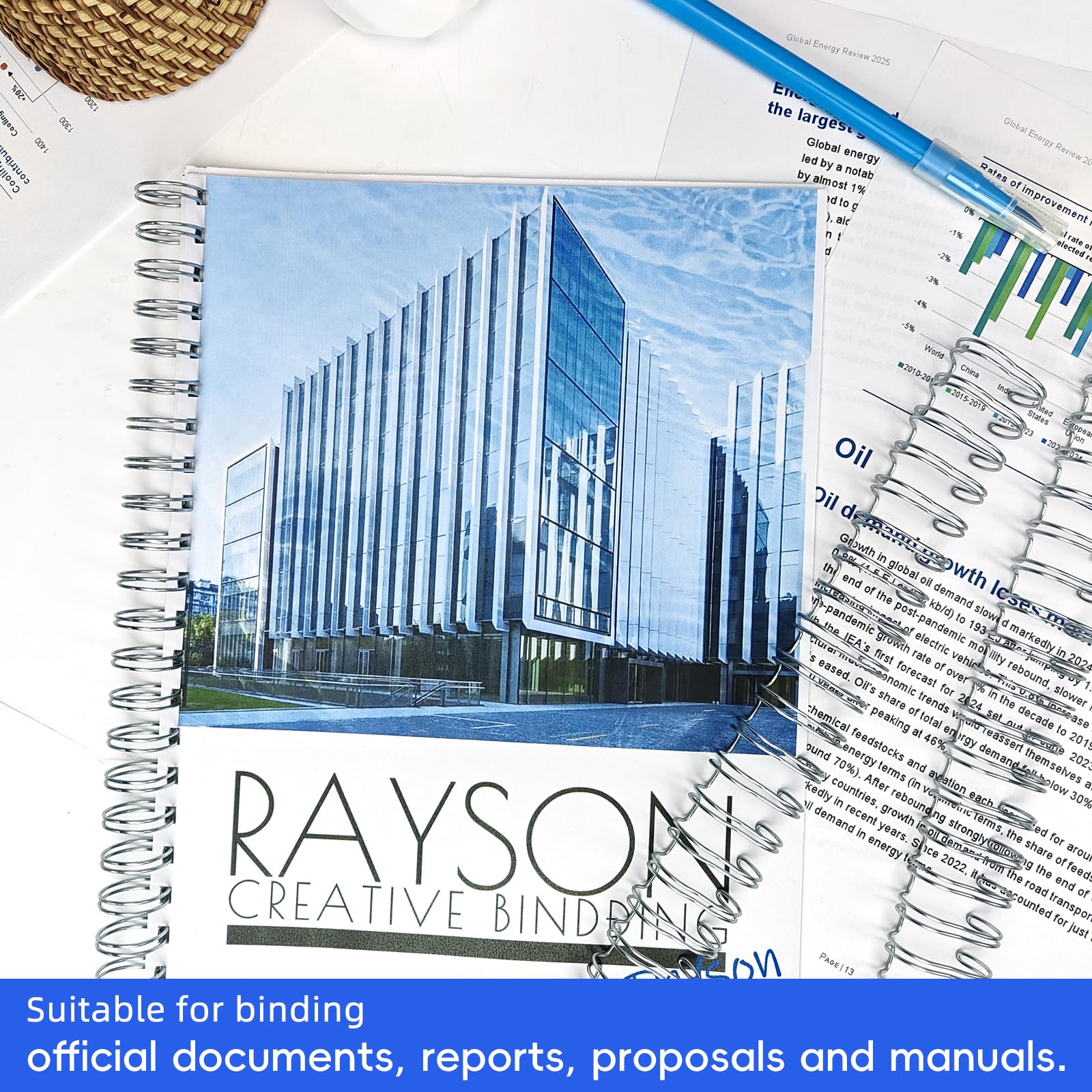 RAYSON Lot de 50 reliures métalliques à double boucle, 1,9 cm, 21 trous, pas 2:1, capacité de reliure 30 à 130 feuilles, format lettre, argent