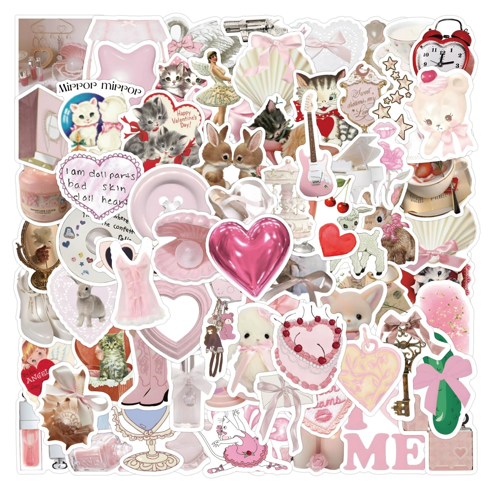 100 Pcs Coquette Stickers for Water Bottle Waterproof Sticker for Laptop Skateboard Phone Car Decals for Teens Adults for Party Favors Supplies Decor (Coquette Stickers)