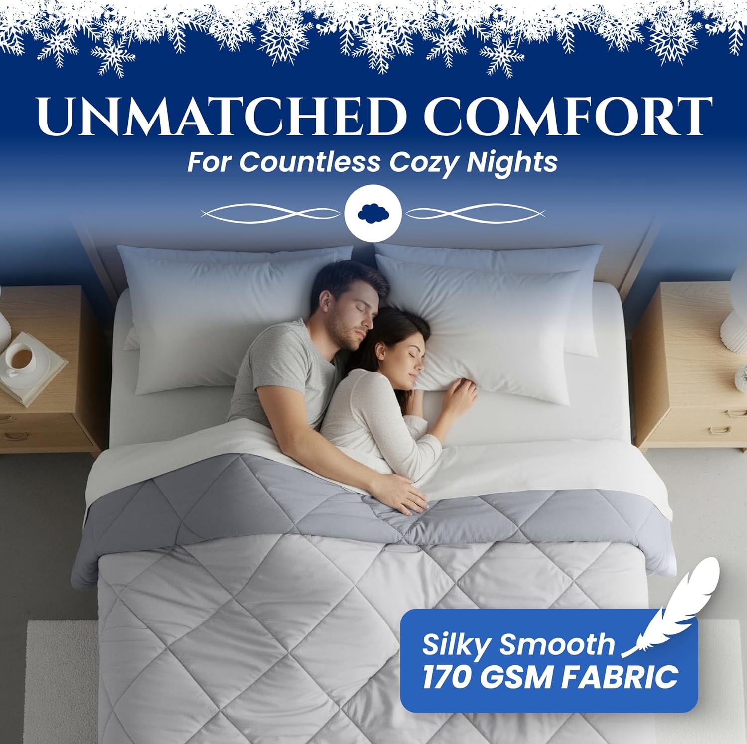 Cooling Comforter - BreezeWeave Cooling Blanket King Size for Hot Sleepers & Deep Rest - Cloud Soft, Breathable, Ultra Durable, Easy Care, Reversible - 108 x 90 in (Light Grey & Dark Grey) - Image 4