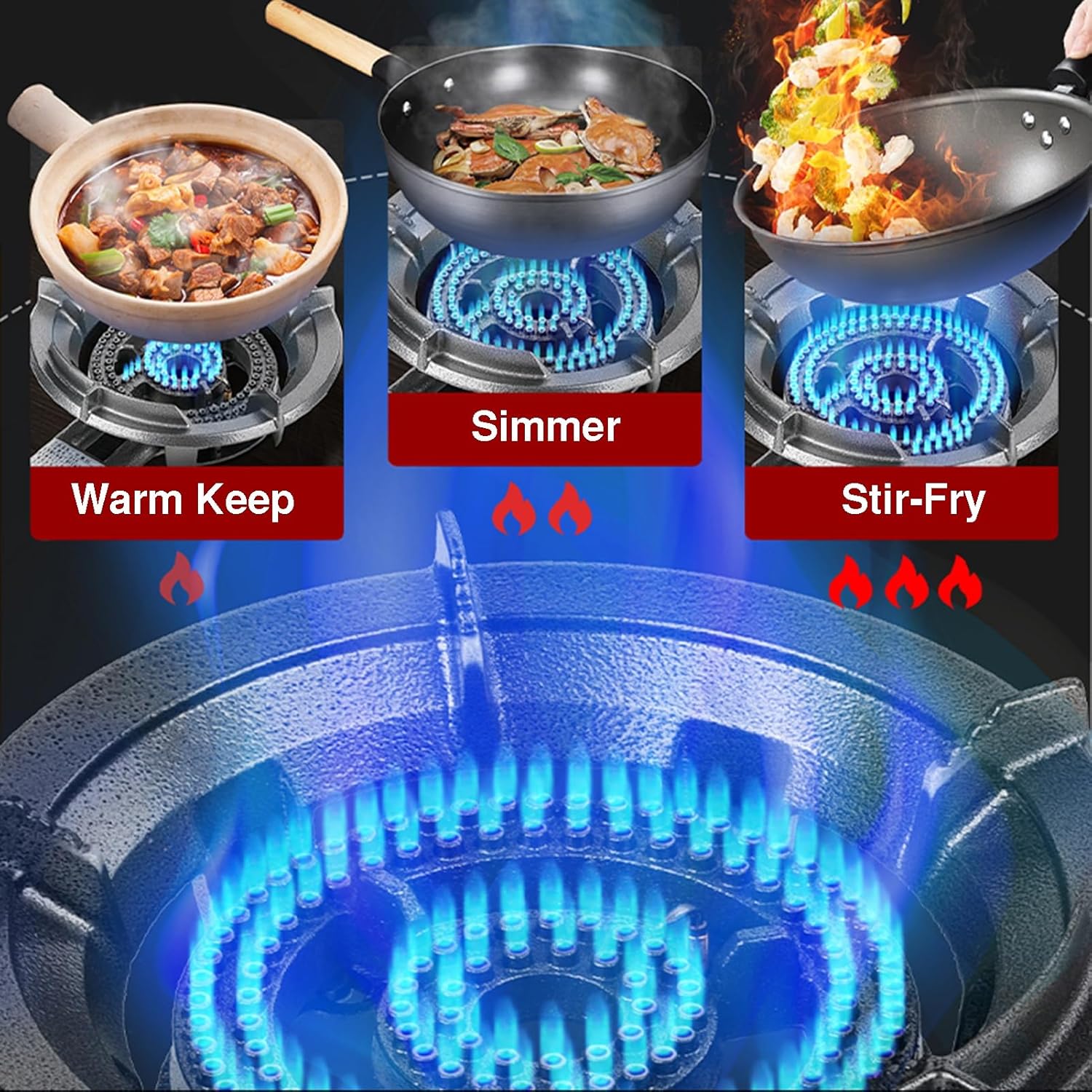 7/10KW Portable Gas Stove,Double Fire Ring High-Output Wok Burner,Heavy-duty LPG/Natural Countertop,with Flame Failure Protection,for Home Commercial Use(Lpg,10kw)