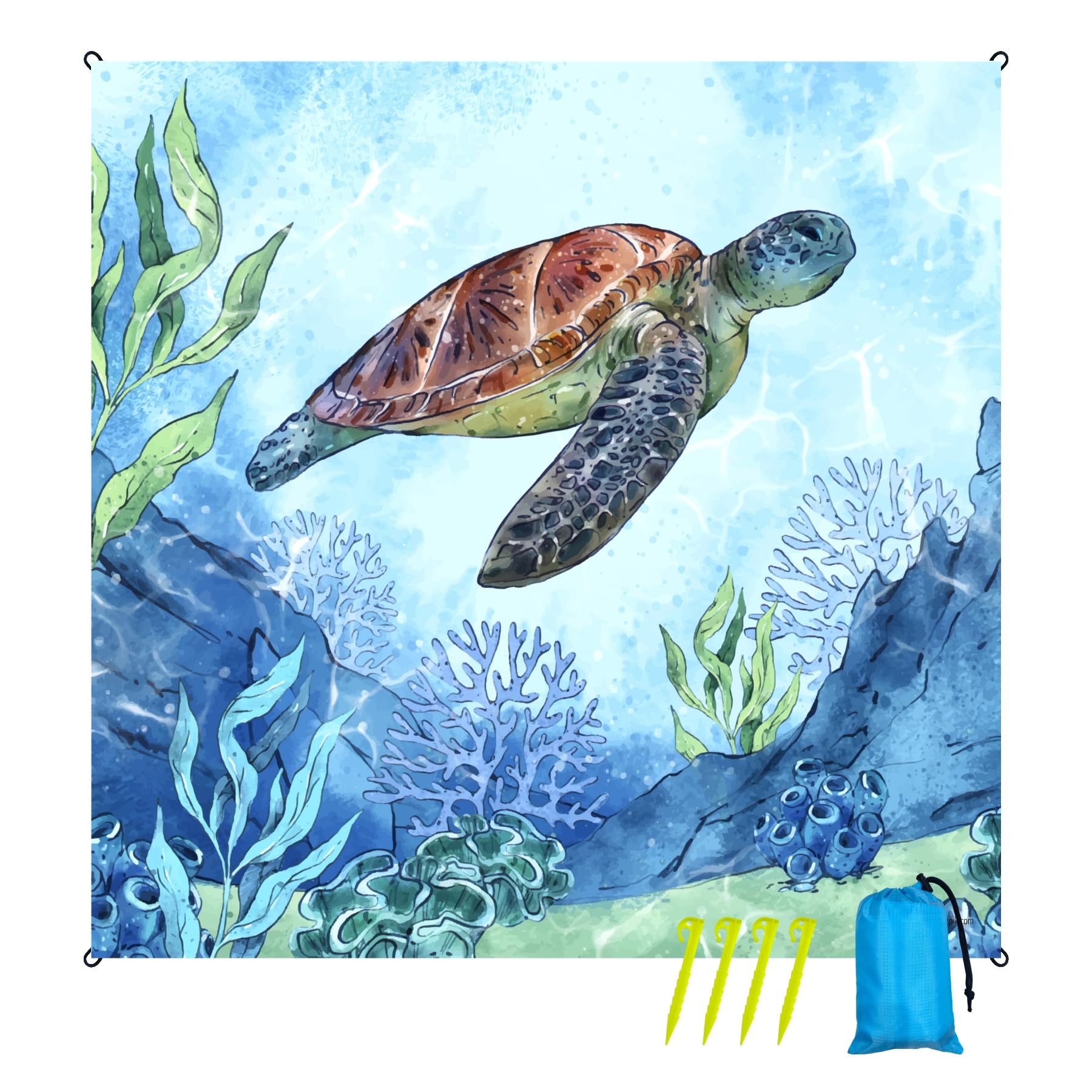 Oversized Sandproof Beach Blanket (83"x81"), Extra Large Beach Sheet for Up to 6 People. Sandfree Beach Mat, Big Sand Blankets with Sand Bags and