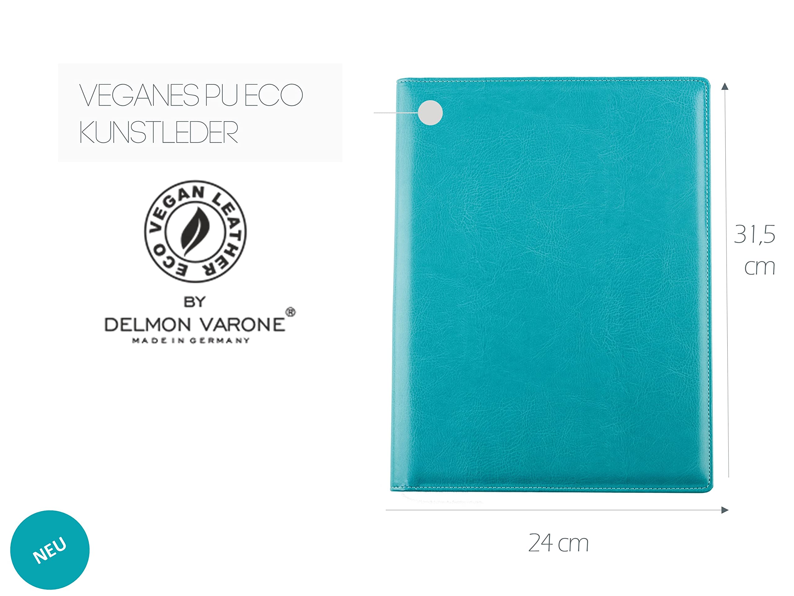 Porte-blocs A4 Cuir Cambridge Rouge DELMON VARONE - Porte-documents Personnalisable Avec Poches