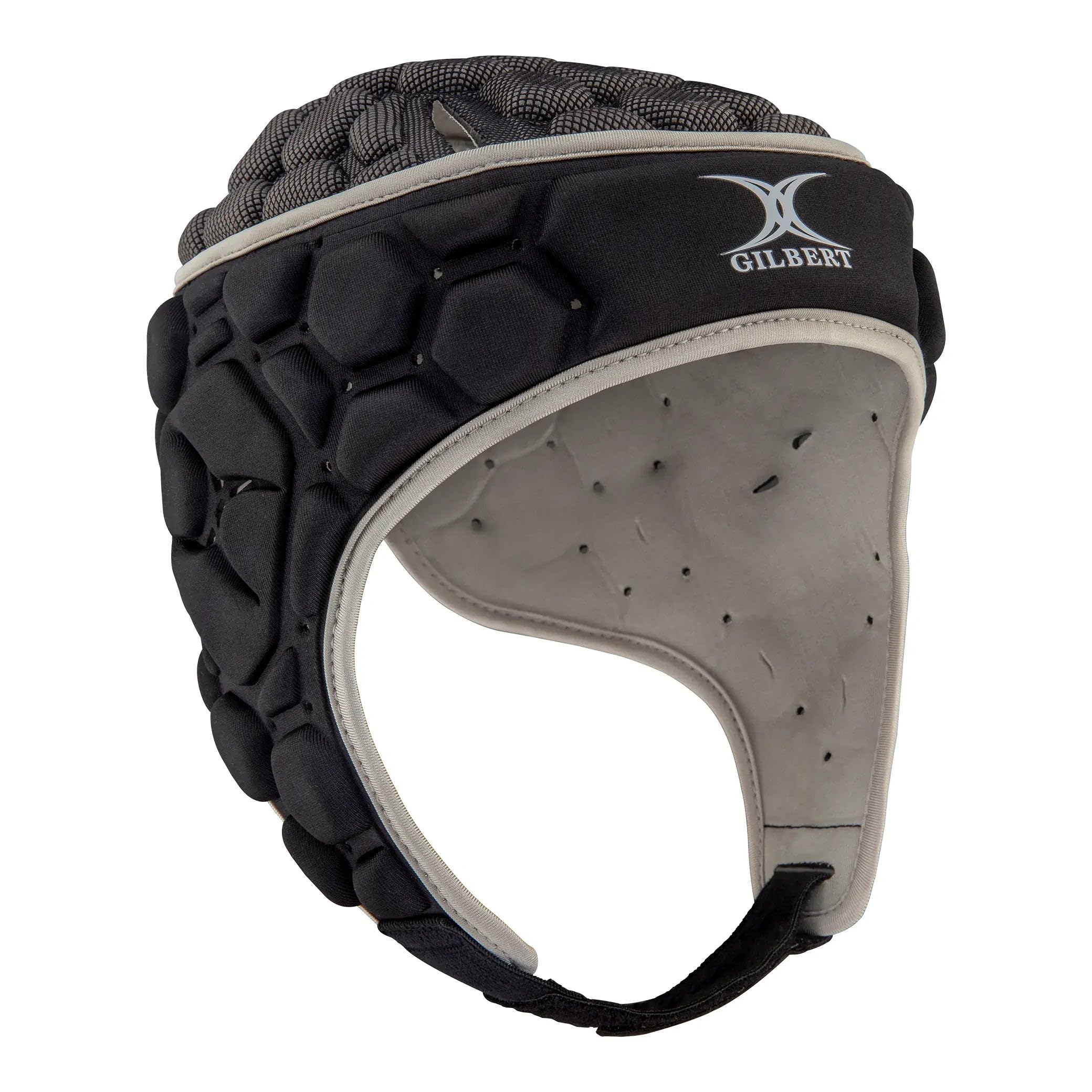 Casco Rugby Gilbert XP 250 Negro/Plata (Headguard), Tallas Senior/Junior