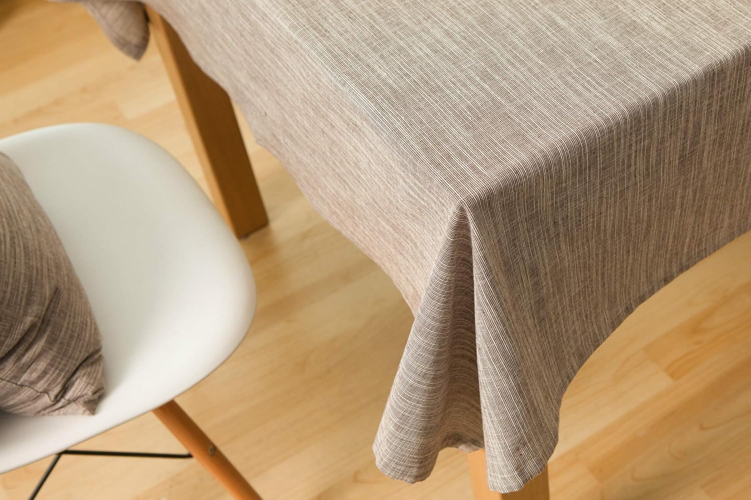 Daesar Rectangular Table Covers 86x52 inch Kitchen Table Cover Plain Color Washable Cotton Linen Tablecloth Coffee