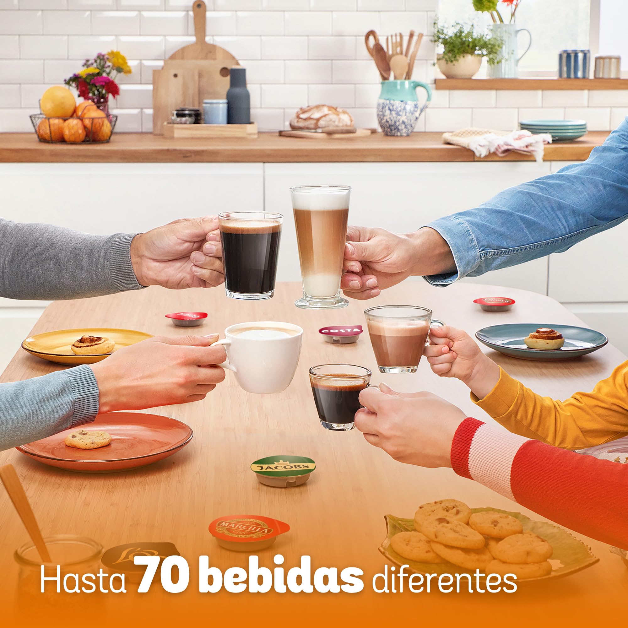Bosch - Cafetera Tassimo Style Friendly, Hasta 70 bebidas, OneTouch, INTELLIBREW™, Rojo, TAS113E