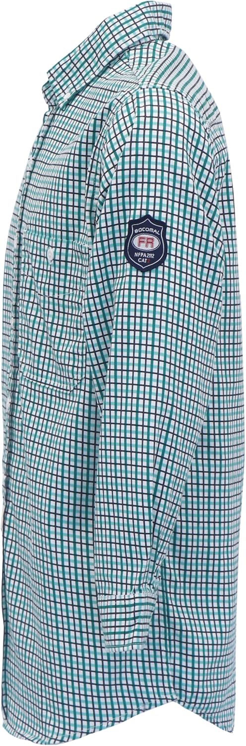 BOCOMAL FR Shirts Flame Resistant NFPA2112/CAT2 6.5oz Light Weight Printed Fire Retardant Plaid Shirt - Image 3