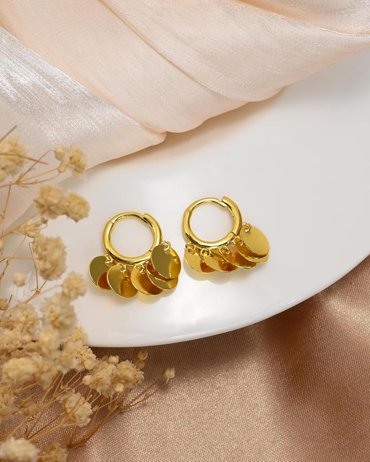 14k Gold Plated Small Circle Hoop Leverback Huggie Dangle and Drop Prom Minimalist Lightweight Earrings Vintage for Women - Image 2