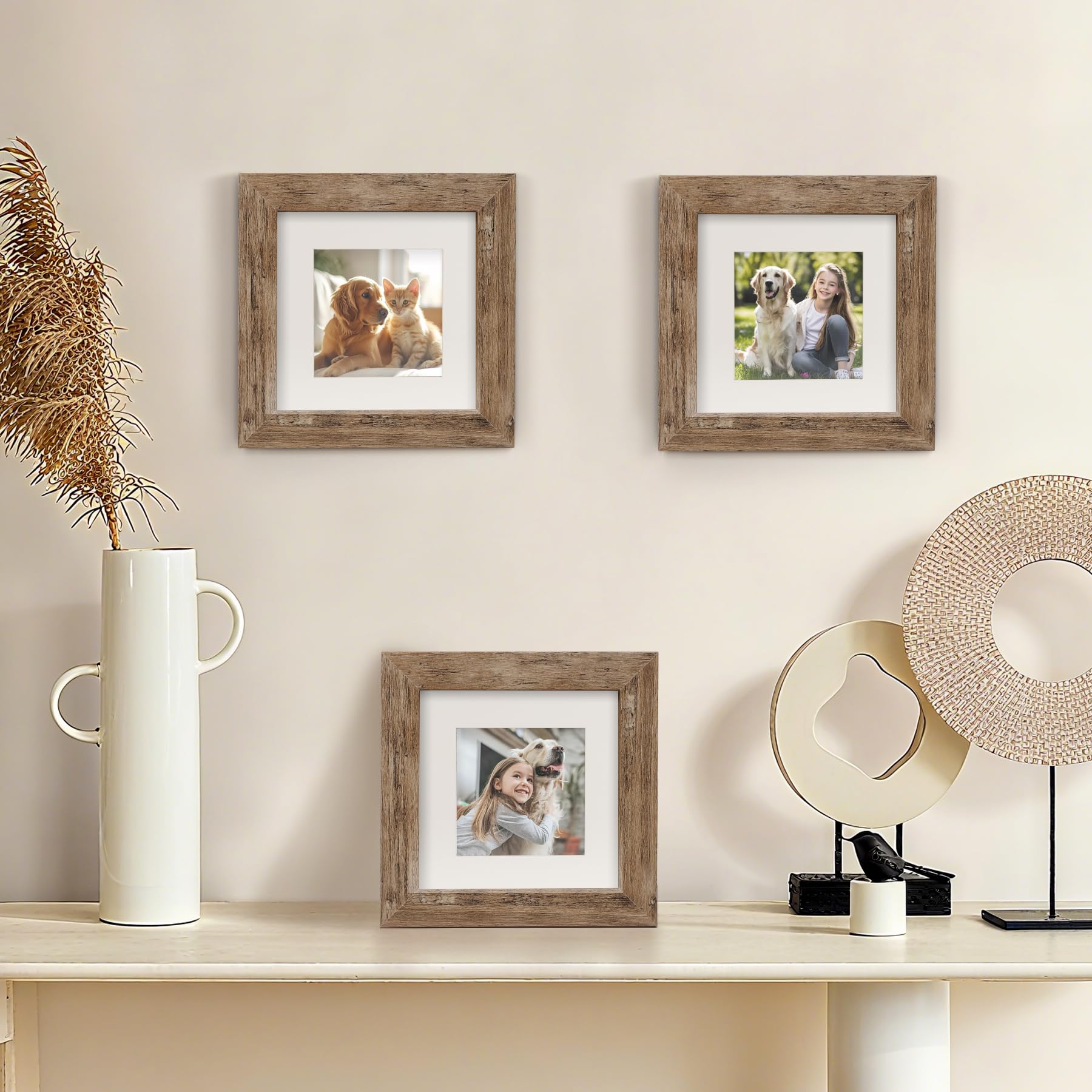 Amazon.com - 6x6 Picture Frames Set of 6 Rustic Wood Grain Photo