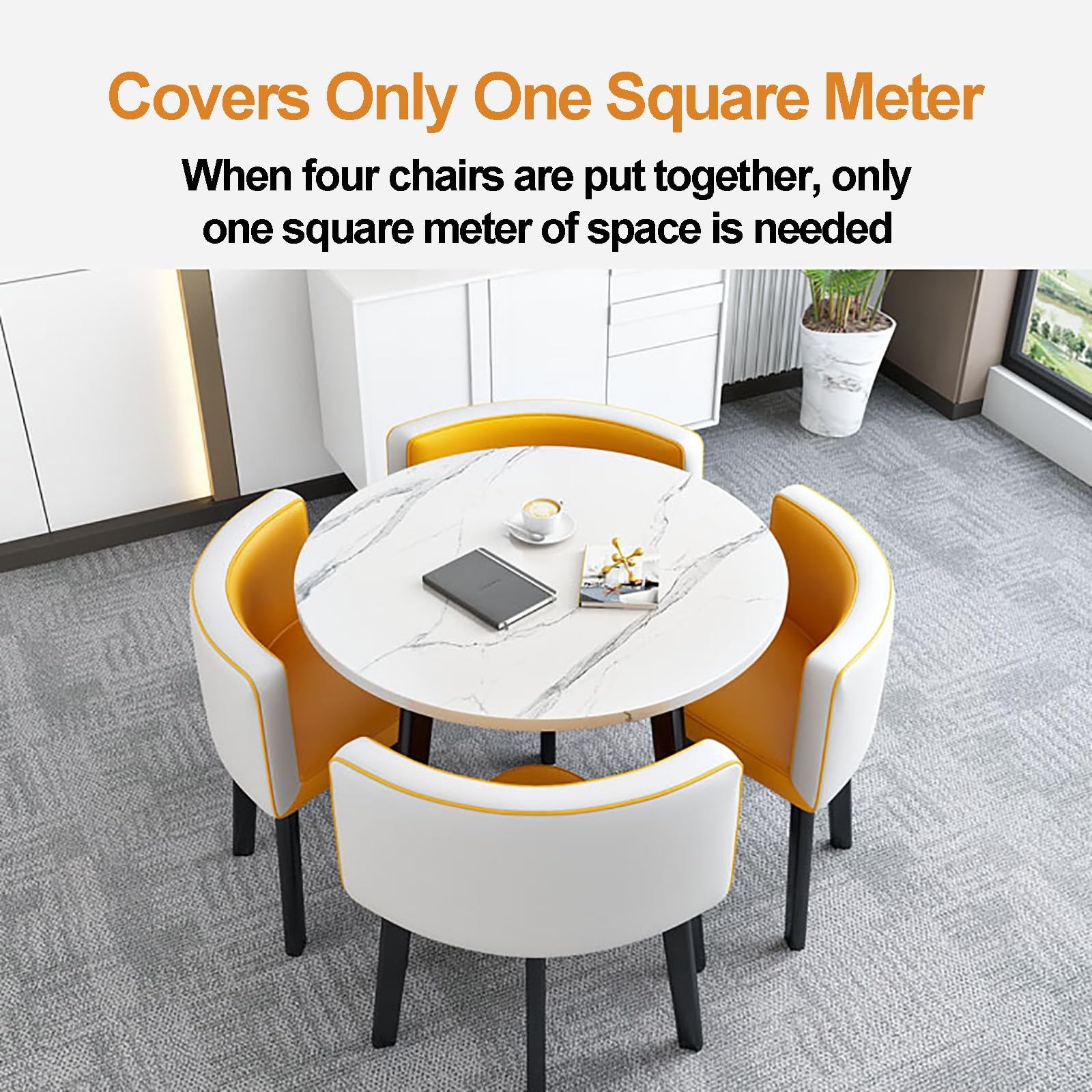 Rezeption Tisch Und Stuhl Kombination,1 Tisch 4 Stühle,Couchtisch Und Stuhl Set,Kleine Konferenzraumtische,Verhandlungstisch,Platzsparende Möbel Büro Konferenztische Büro Empfangsraum ( Color : Yellow