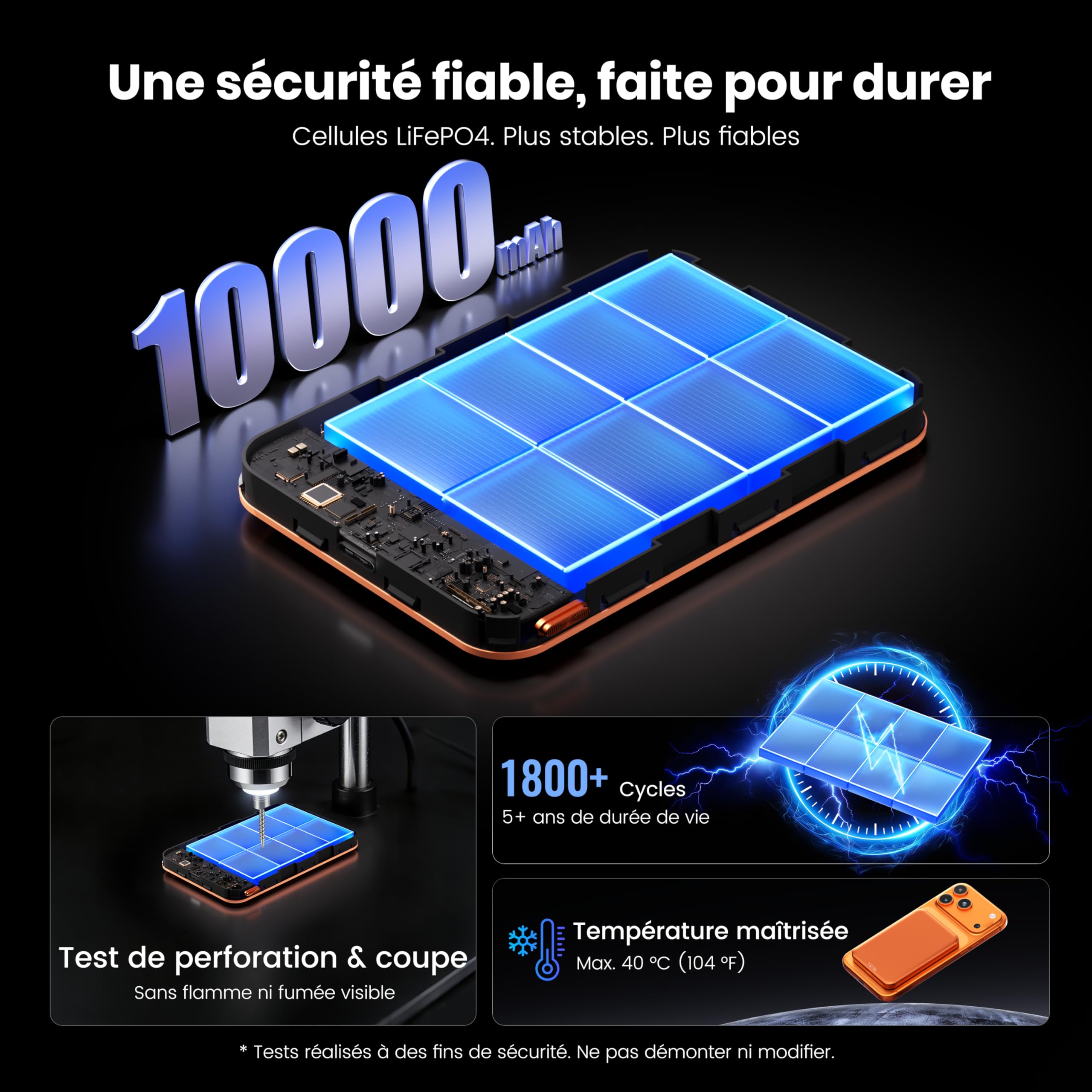 PD20W Batterie externe magnétique 10 000 mAh, design titane ultra fin, 14 mm, chargeur portable sans fil avec entrée et sortie USB-C, compatible avec iPhone 17/16/15/14/13/12 Series et Apple Watch