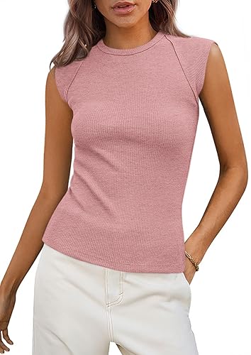 PRETTYGARDEN Women's Ribbed Tank Tops 2026 Summer Cap Sleeve Slim