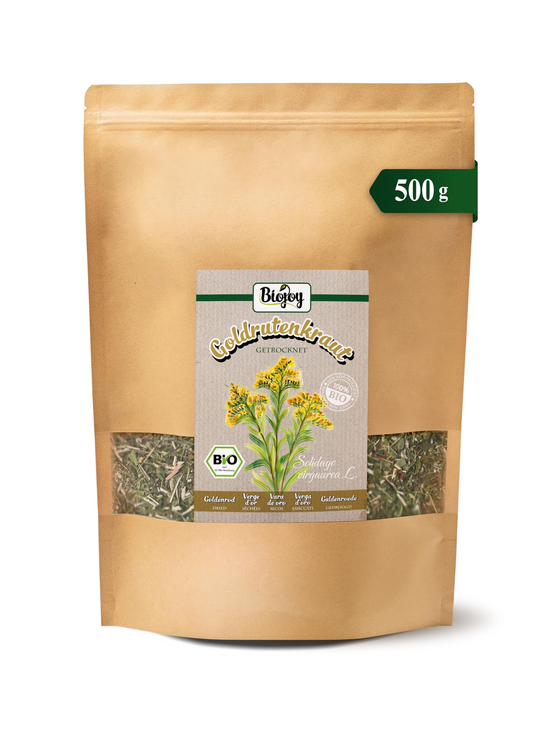 Biojoy BIO-Goldrutenkraut Tee (500 g), Goldrutentee, getrocknet und geschnitten (Solidago virgaurea)
