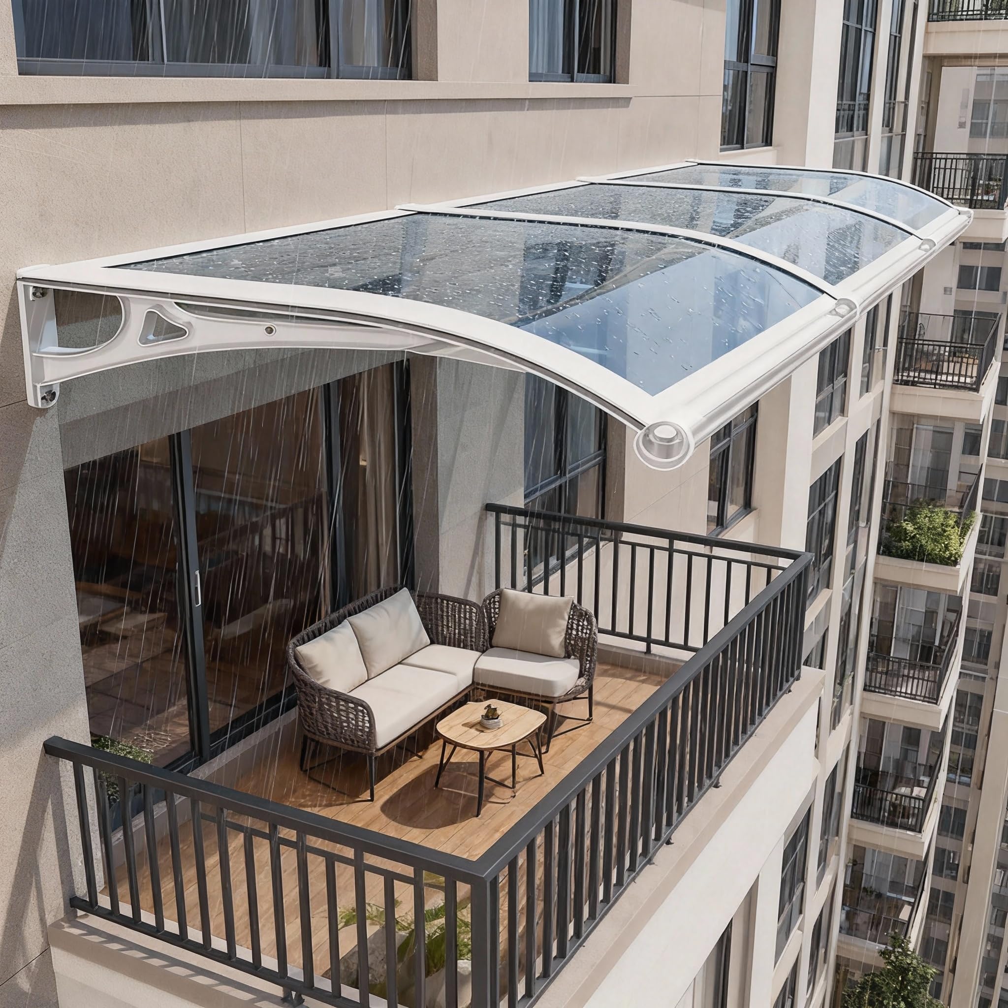 Awning for Door Entrance, 60x160cm Window Awnings Exterior with Aluminum Bracket Polycarbonate Board, Awnings Outdoor Front Door Patio for Sun Shutter UV Rain Protection