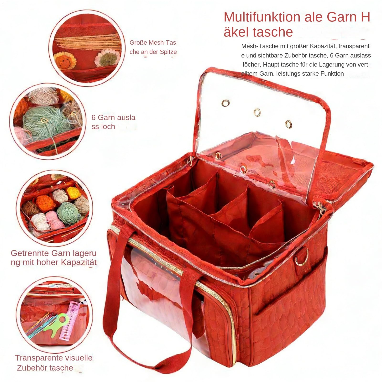 Bolso de Ganchillo Organizador de Gran Capacidad con Compartimentos | Estuche Grande Para Guardar Lana De Ganchillo para Madres Principiantes Amantes de Manualidades Viajes Hogar Accesorios