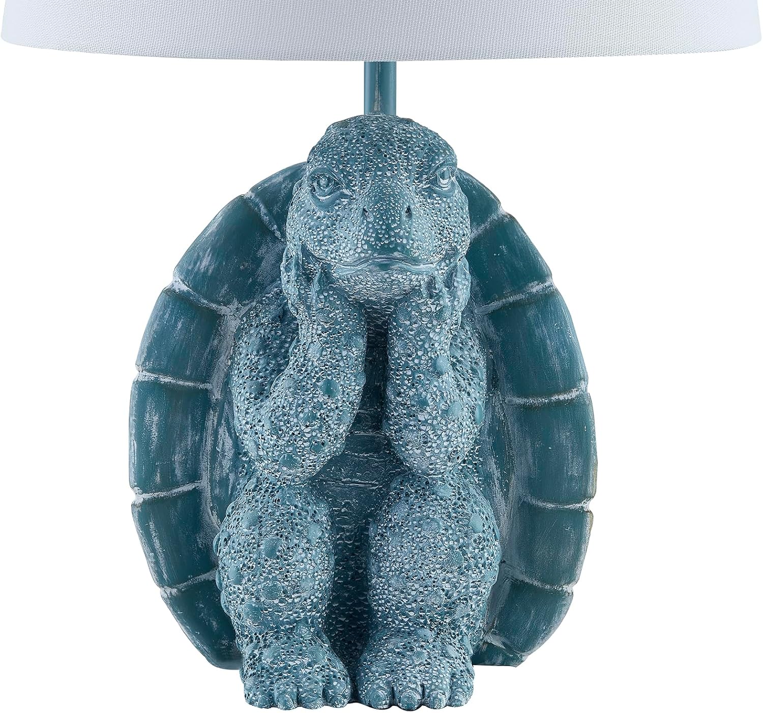 Crestview Collection 24" Blue Resin Thinking Turtle Table Lamp with White Linen Shade