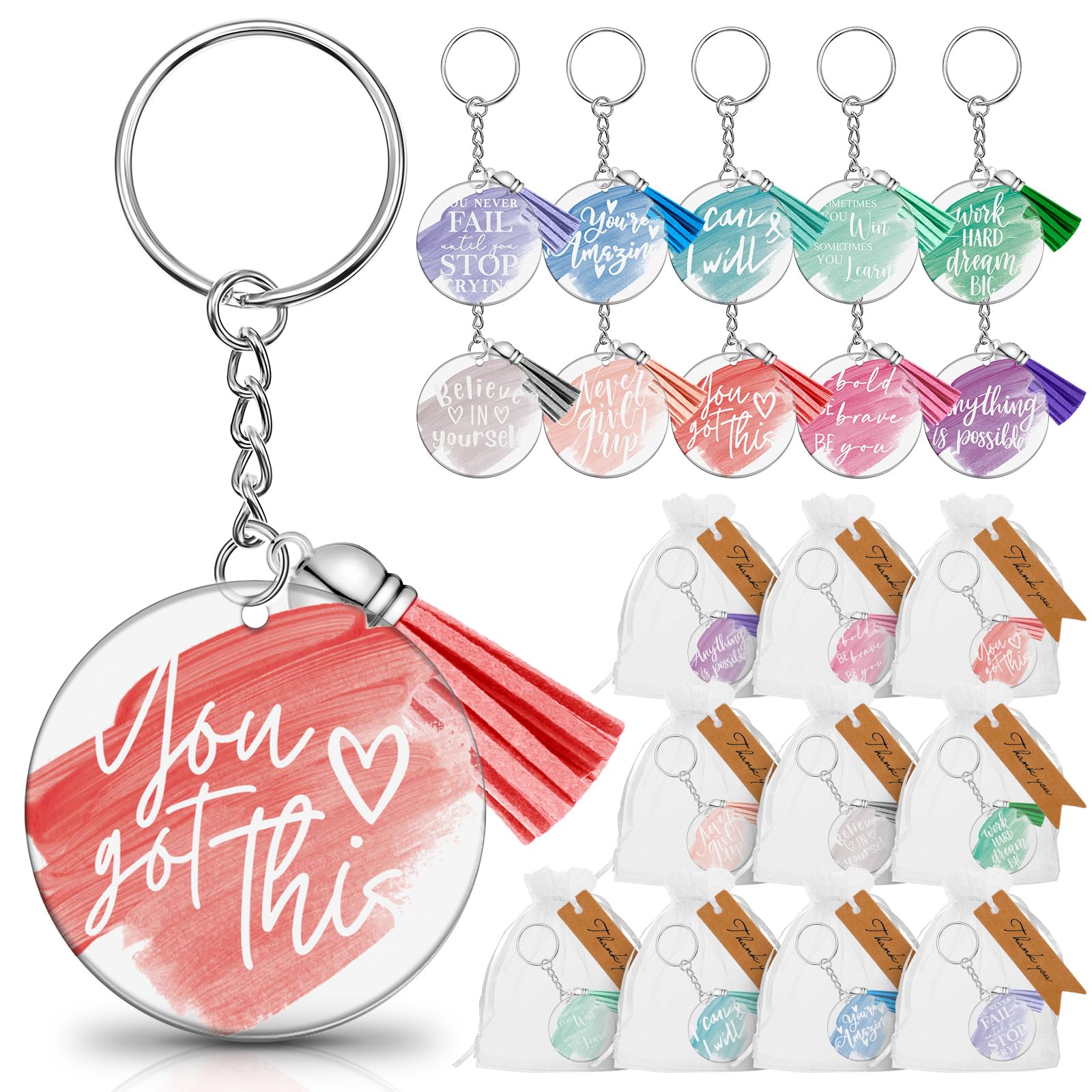 Chunful Inspirational Keychains Bulk Employee Appreciation Gifts Motivational Thank You Gifts for Teacher Staff Nurse