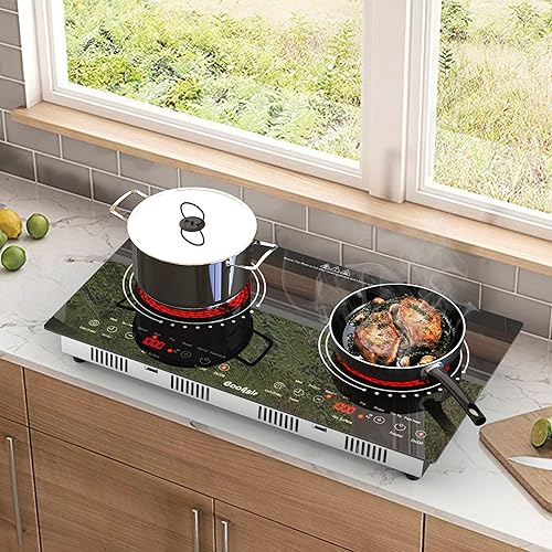 Miniatura 3 de Estufa eléctrica de 2 quemadores  Estufa eléctrica de 24 pulgadas integrada y de encimera, estufa eléctrica de 110 V-120 V de doble quemador de