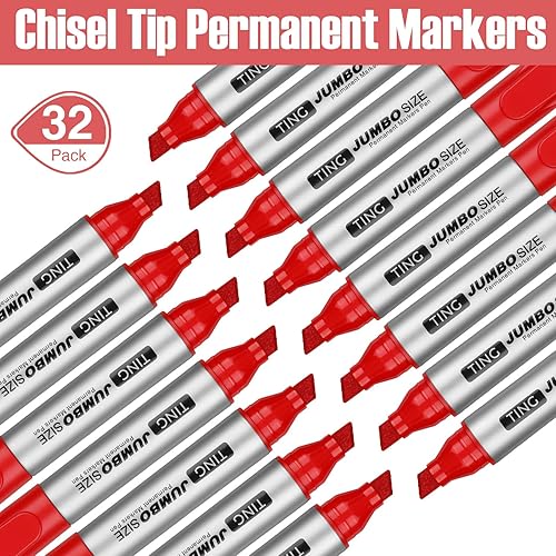 Miniatura 4 de Fuutreo 32 marcadores permanentes jumbo a granel, punta de cincel grande, marcadores permanentes, impermeables, bolígrafos gigantes, de secado