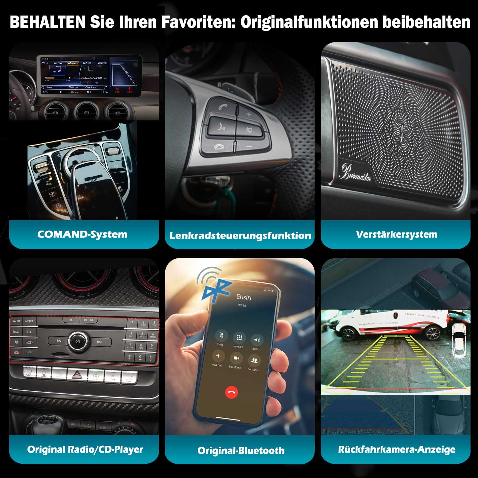 12,3" 8 GB + 128 GB Qualcomm 8 rdzeni Android 14 DAB+ radio samochodowe GPS do Mercedes Benz C/GLC klasa W205 X253 z nawigacją CarPlay Android Auto WiFi Bluetooth 5.1 USB 4G DSP CANbus COMAND 2K IPS