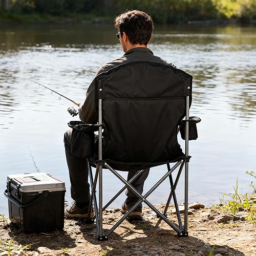 Miniatura 2 de Sillas de camping, silla plegable portátil con bolsa enfriadora y portavasos para exteriores, deportes, playa, pesca, senderismo, viajes, picnic,