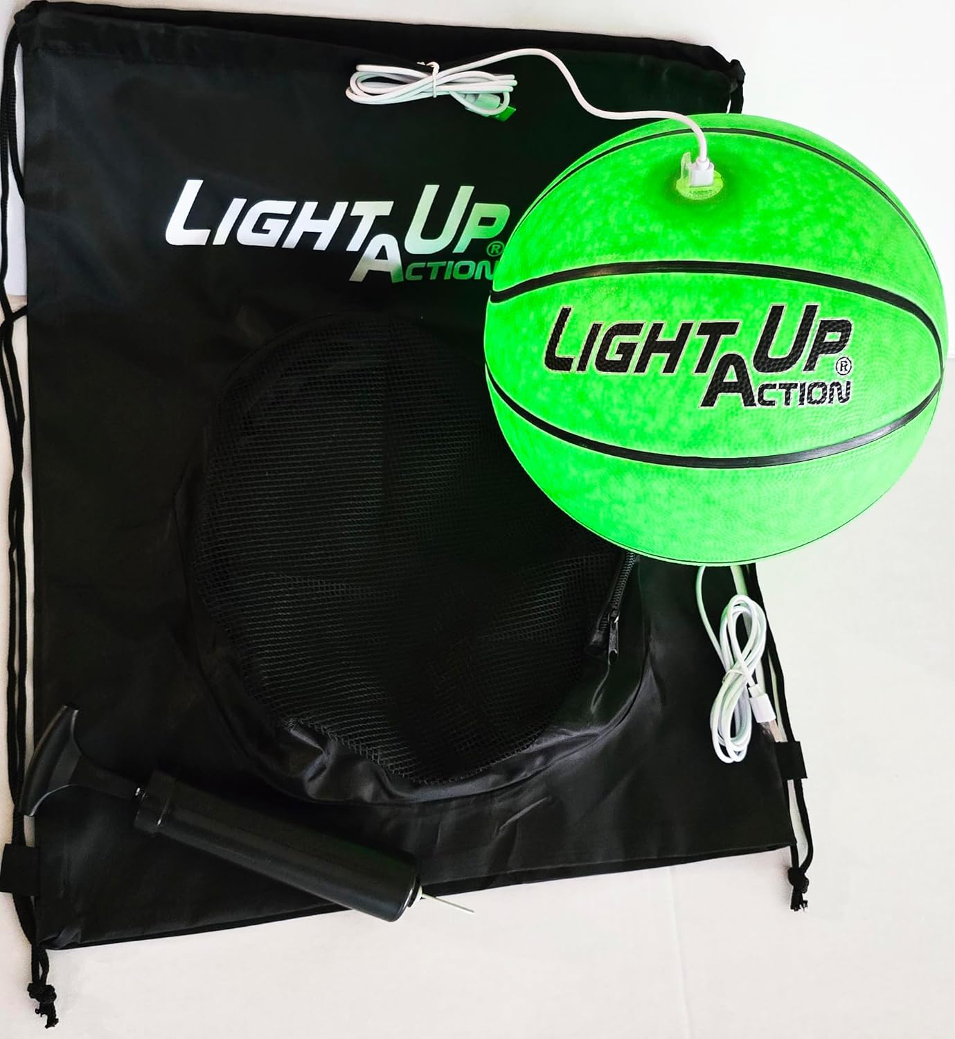 Christmas Green LED Basketball Powered by Rechargeable Batteries Built-in with USB-C Charging Size 7 Glow in The Dark Basket Ball Great Toy for Kids Teen Boy and Girl Limited Edition