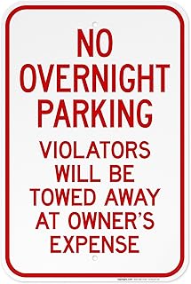 No Overnight Parking Violators Towed Away at Vehicle Owner's Expense Sign, (SI-65227) 12x18 Inches, 3M EGP Reflective .063 Aluminum, Fade Resistant, Made in USA
