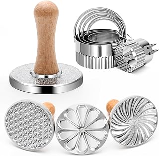3+5 Cookie Stamps Biscuit Cutter Set, Luxiv 3 Molds Metal Cookie Press Mold Wooden Handle Biscuit Embossing Stamp Mold, 5 ...