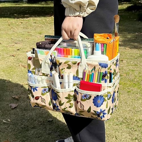 Vista 54 de qianshan Bolsa organizadora de manualidades con múltiples bolsillos, organizador grande de almacenamiento de arte con asas para arte, manualidades