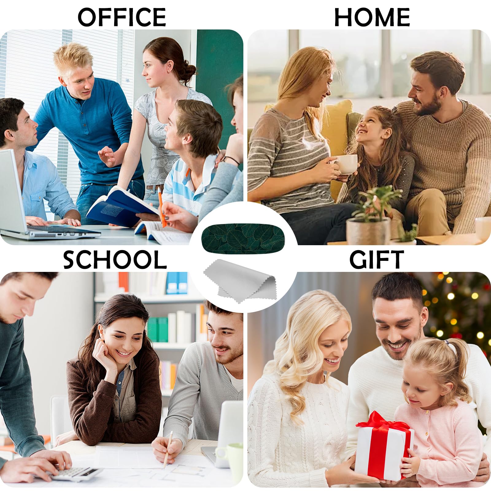 Cabreche Glasses Case Hard Shell Eyeglass Portable Glasses Eyeglasses Holder Box with Cleaning Cloth Women Girls Men Cute