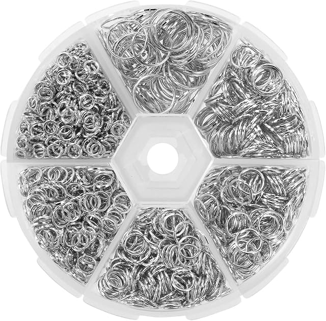 Jump Rings Jewelry Findings 4mm 5mm 6mm 7mm 8mm 10mm Metal Open Jump Rings for Earrings Bracelets Necklaces Jewellery Making Repair 1390pcs Silver