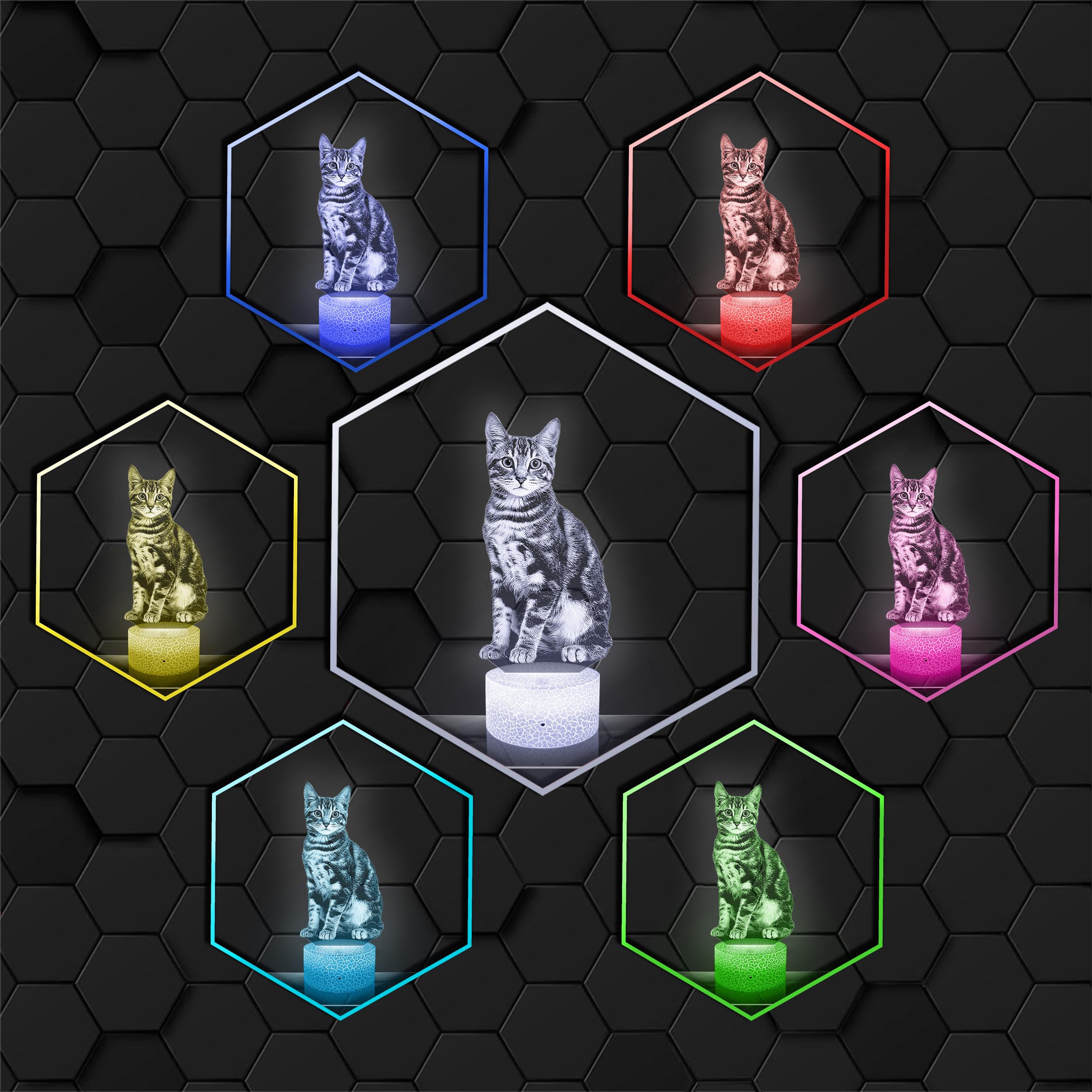 Lampada 3D di Gatto, Decorazione Animale, Gattino, Felino, Idea Regalo per Uomo e Donna, oggetto Gatto, Luce Notturna per Adulti, Decorazione per La Camera, Idea Regalo Originale TOP