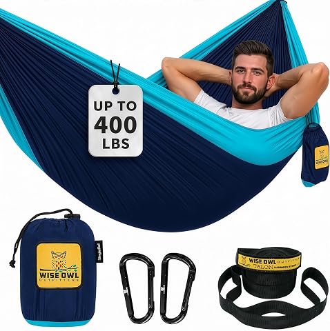Wise Owl Outfitters Camping Hammock with Tree Straps - Single or Double, up to 500 lbs