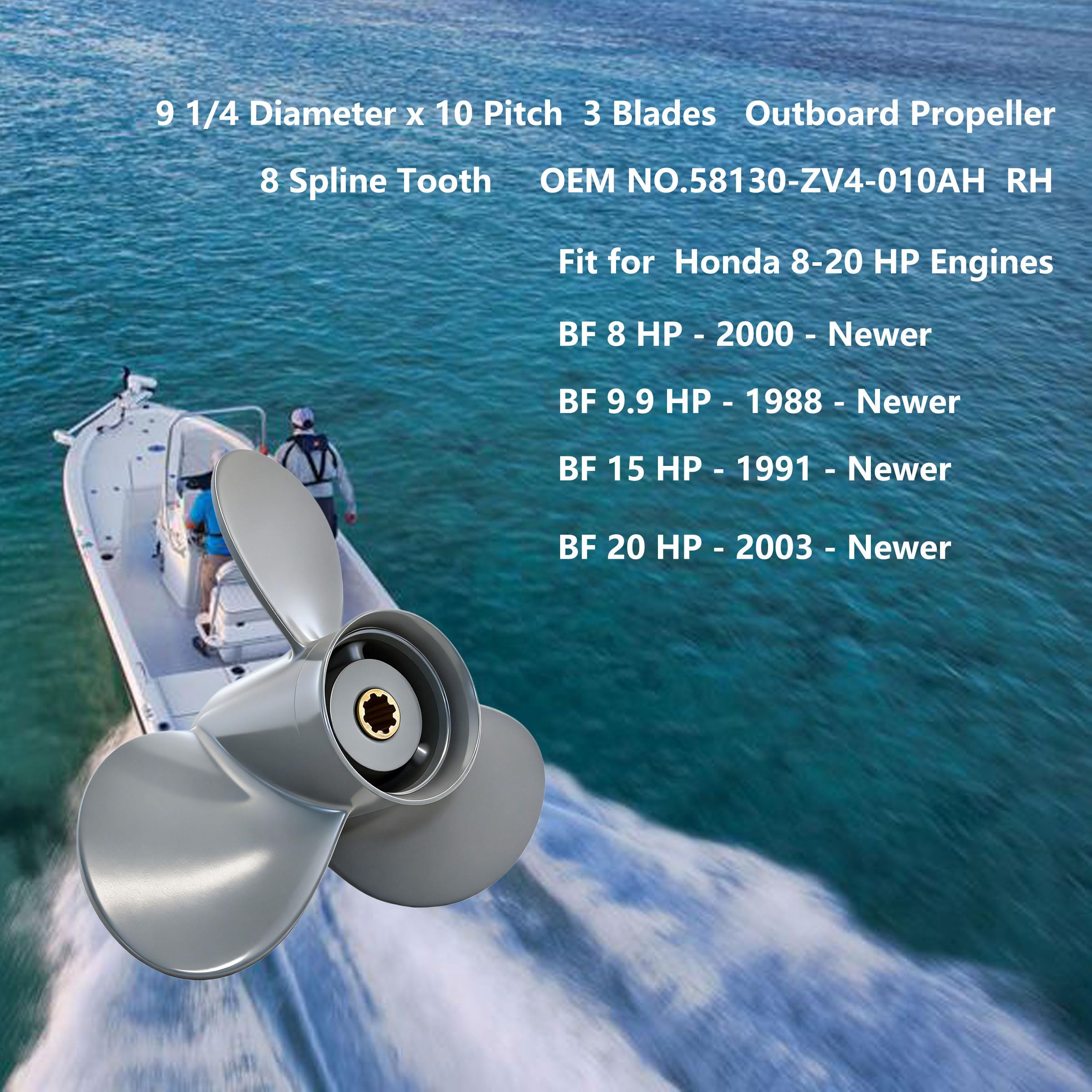 Hélice Honda BF15D 4T 4 pales en aluminium 9,25 x 10R - Solas Hélice Honda BF15D 4T 4 pales en aluminium 9,25 x 10R - Solas