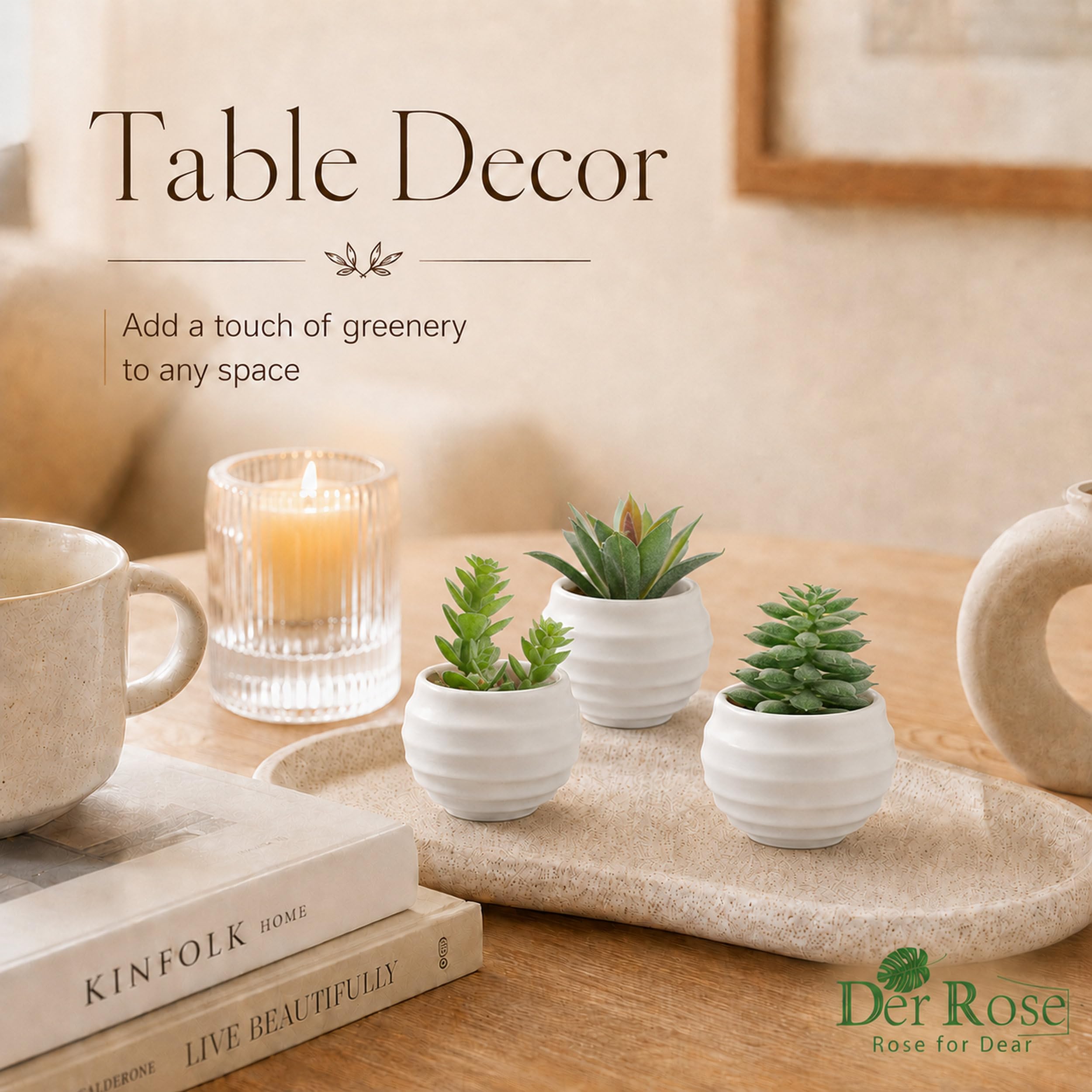 Der Rose 6 Pack Succulents Fake Plants for Bedroom Bathroom Home Decor