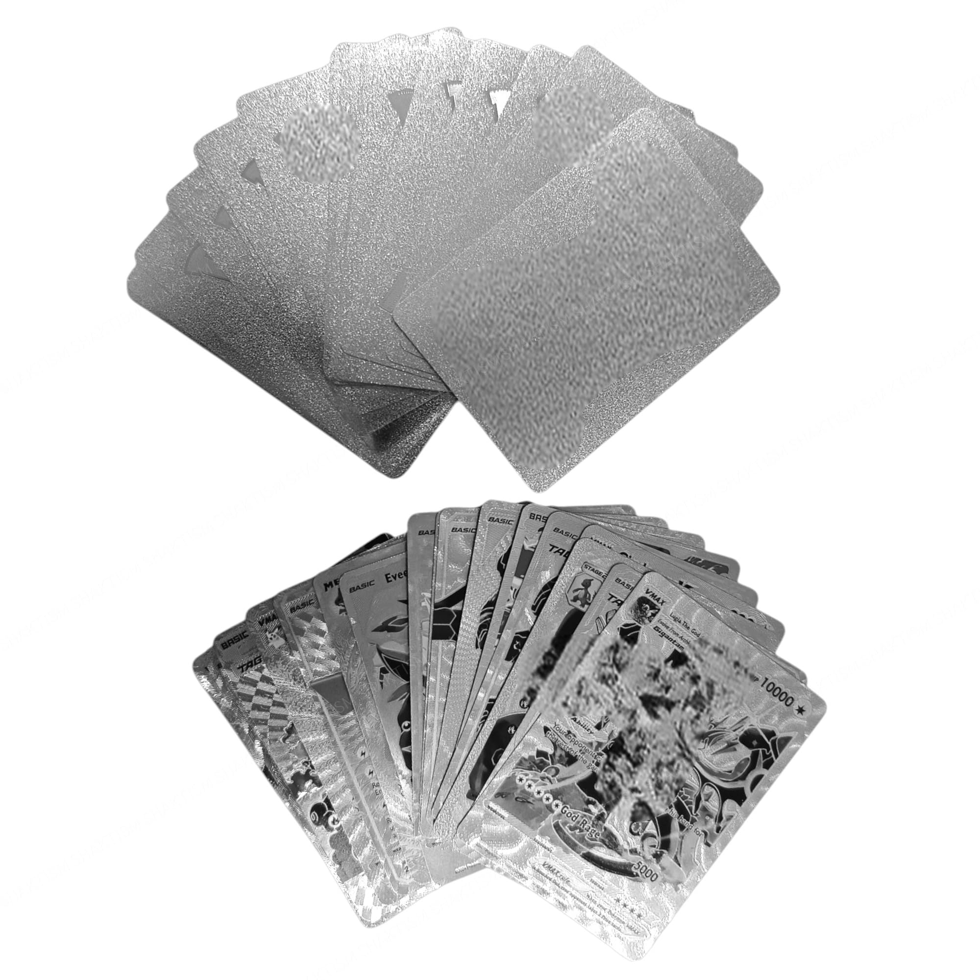 SHAKTISM Poke Collectible Card Game Trading Card Game Water Proof Booster Pack Set, V Series, Vmax GX Rare, Gold Foil, Collectible Foil Cards (Silver 25Pc)