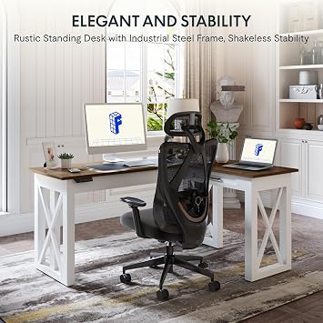 FLEXISPOT L-Shaped Executive Standing Desk with Drawer