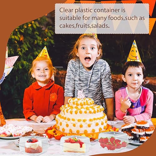 Miniatura 7 de Jizvxe 300 recipientes de plástico transparente para llevar, bandeja cuadrada con bisagras, cajas de alimentos desechables con tapas para pasteles,
