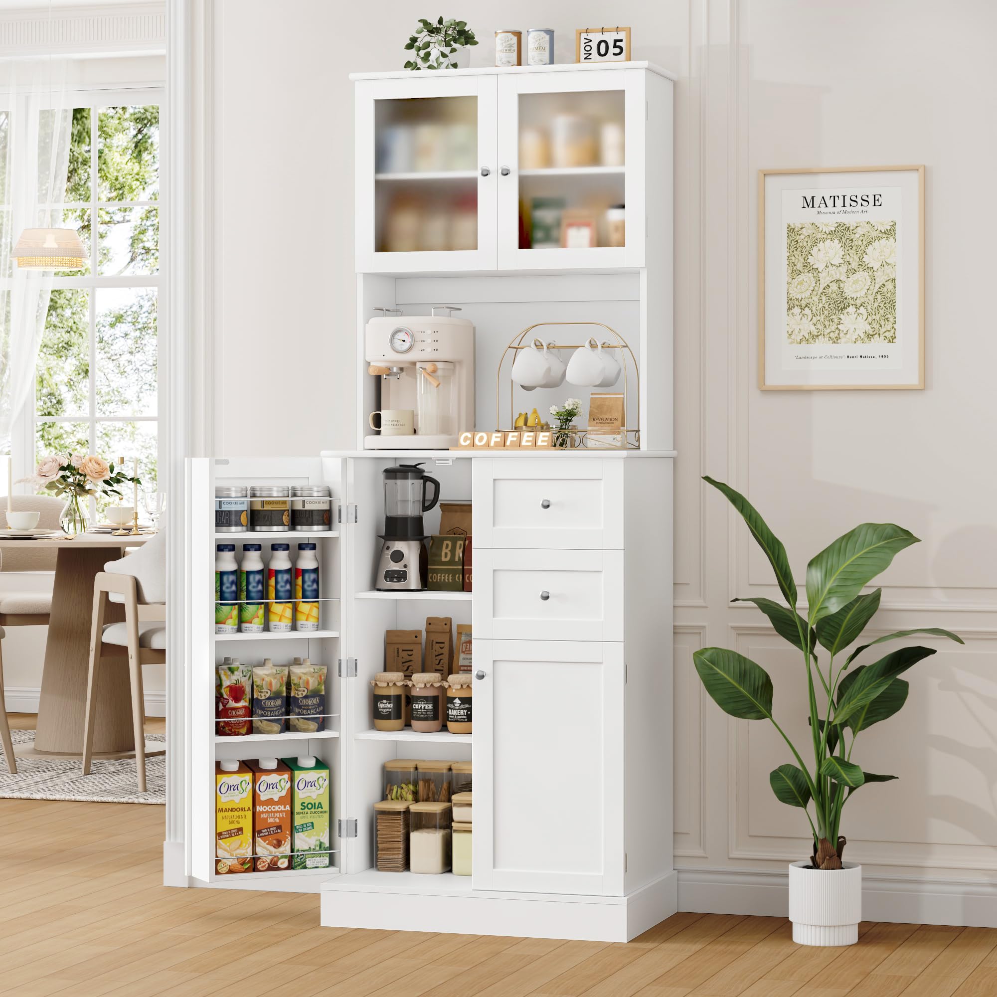 Buffetkast Met 2 Glazen Deuren, ZEFIR Collectie, In Mat Witte Kleur Perfect Voor Uw Eetkamer Buffetkast Met 2 Glazen Deuren, ZEFIR Collectie, In Mat Witte Kleur Perfect Voor Uw Eetkamer